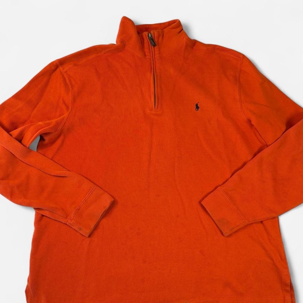 Polo Ralph Lauren Vintage Orange 1/4 Zip Pullover Sweatshirt Mens Large